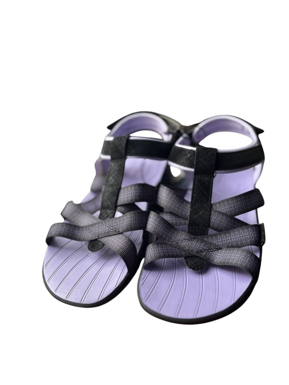 J Sport Kaia Ladies Size 7 Black & Purple Sandals With Comfortable Sole